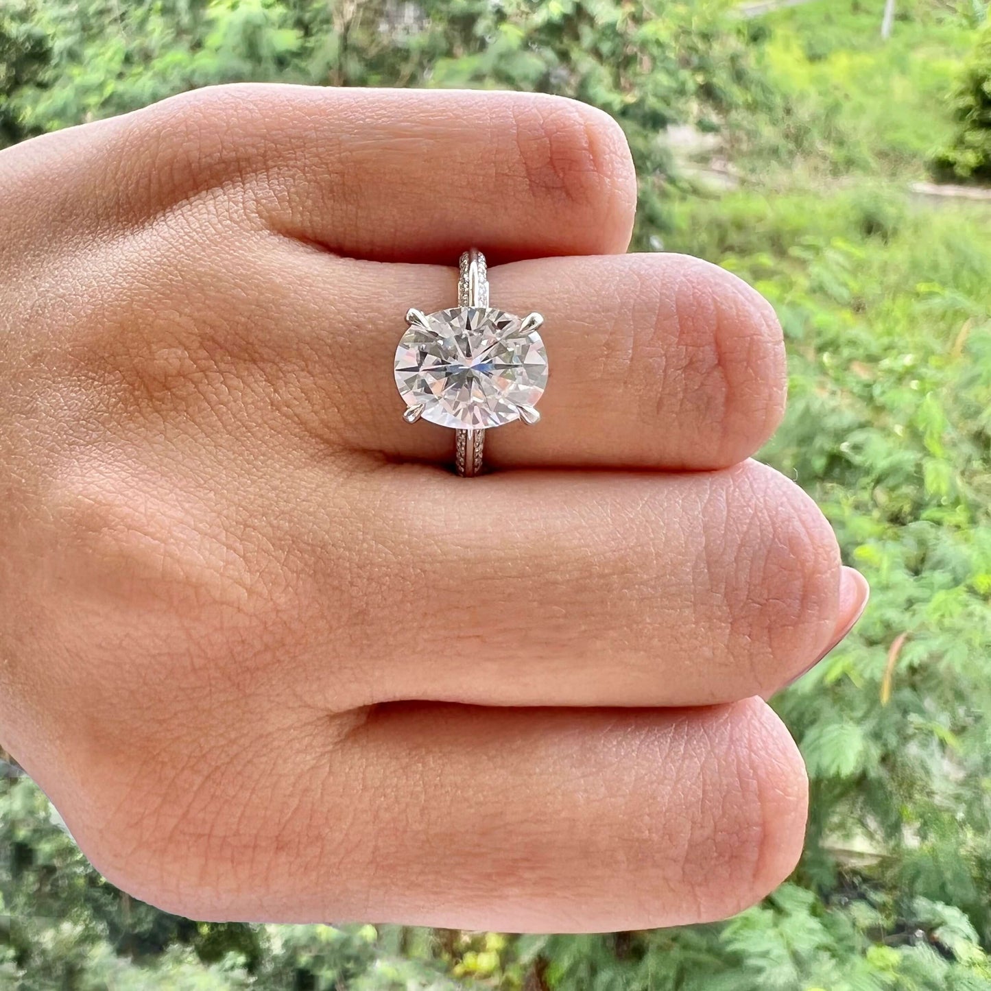 5.18 CT Oval Pave Lab Grown Diamond Engagement Ring