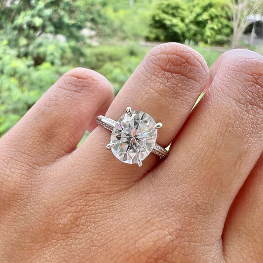 5.18 CT Oval Pave Lab Grown Diamond Engagement Ring
