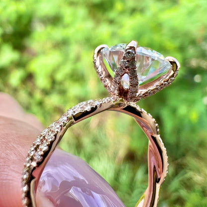 4.11 CT Round Twisted Pave Lab Grown Diamond Engagement Ring