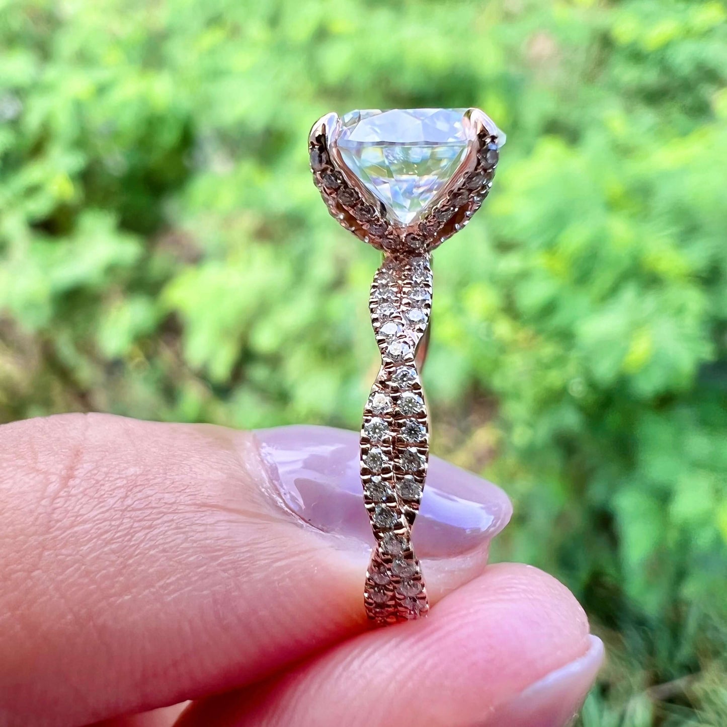 4.11 CT Round Twisted Pave Lab Grown Diamond Engagement Ring