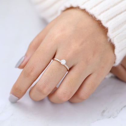 0.41 CT Round Pave Lab-Grown Diamond Engagement Ring