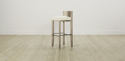 The Delancey with Brushed Brass - Shearling Ivory Bar and Counter Stool