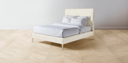 The Essex  - Italian Bouclé White Bed - 50" Headboard - Upholstered on reverse