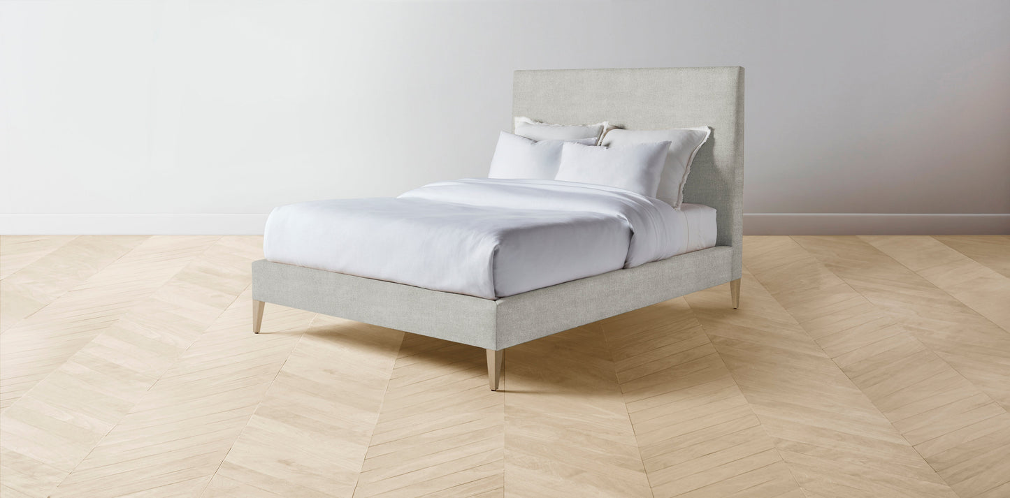 The Essex  - Performance Melange Weave Flint Bed - 56" Headboard - Muslin on reverse