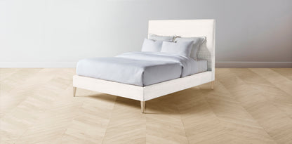 The Essex  - Performance Textured Tweed Snow Bed - 60" Headboard - Upholstered on reverse