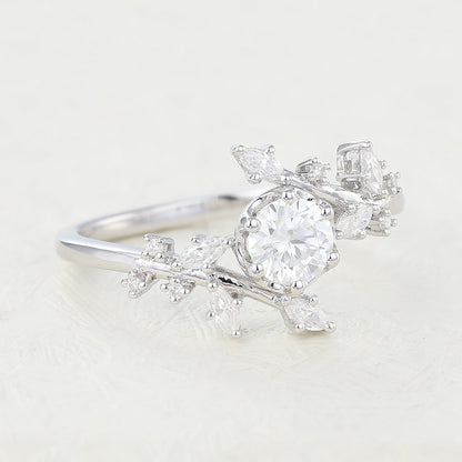 0.41 CT Round Cluster Lab-Grown Diamond Engagement Ring