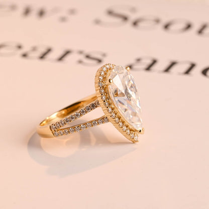 Stunning 2.0 - 4.0 CT Pear Moissanite Engagement Ring with Pave & Halo Design 10