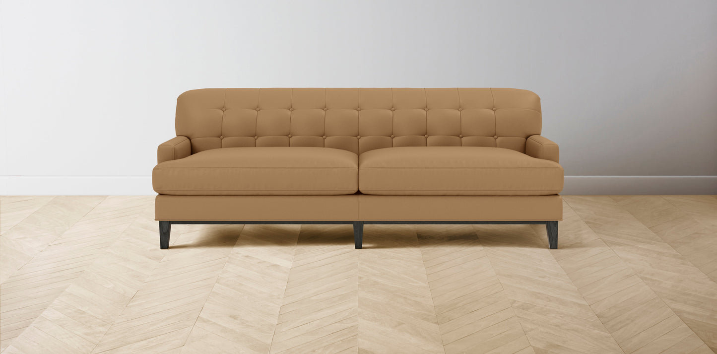 The Ludlow  - Pebbled Leather Latte Sofa