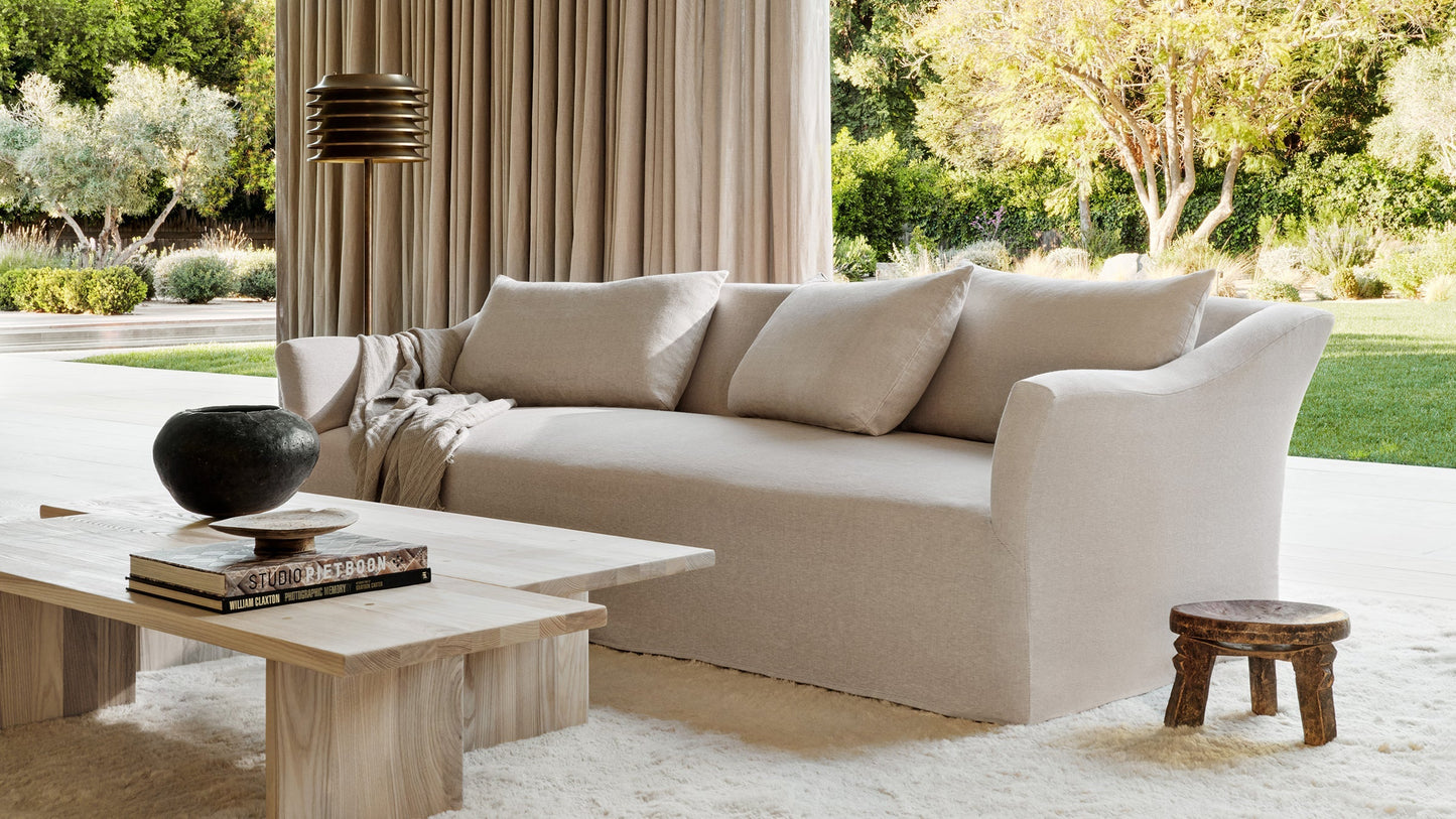 The Leonard  - Performance Stonewashed Linen Clamshell Sofa