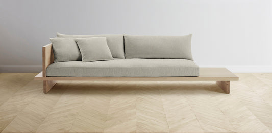 The Muir Arm on Left - Performance Basketweave Pebble Sofa