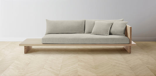 The Muir Arm on Right - Performance Basketweave Pebble Sofa