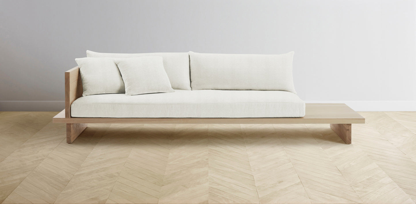 The Muir Arm on Left - Performance Chevron Powder Sofa