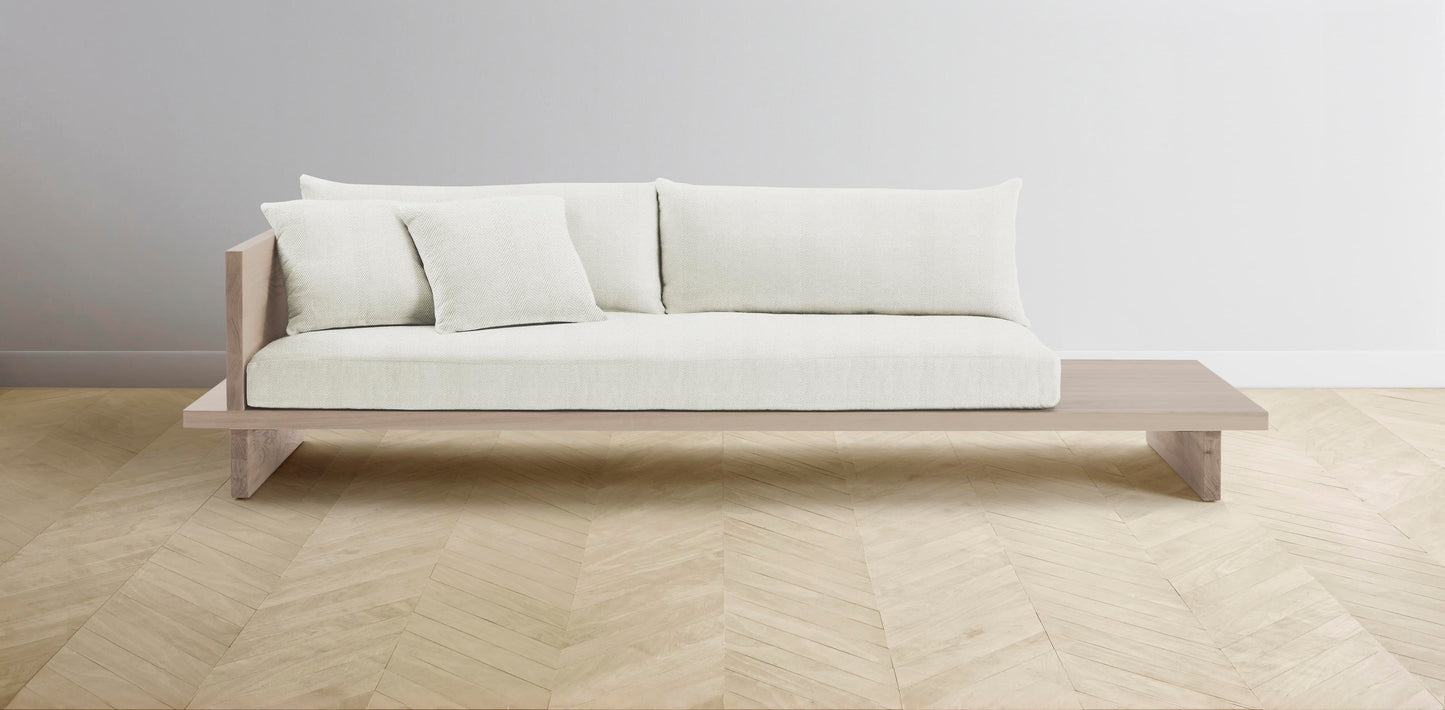 The Muir Arm on Left - Performance Chevron Powder Sofa