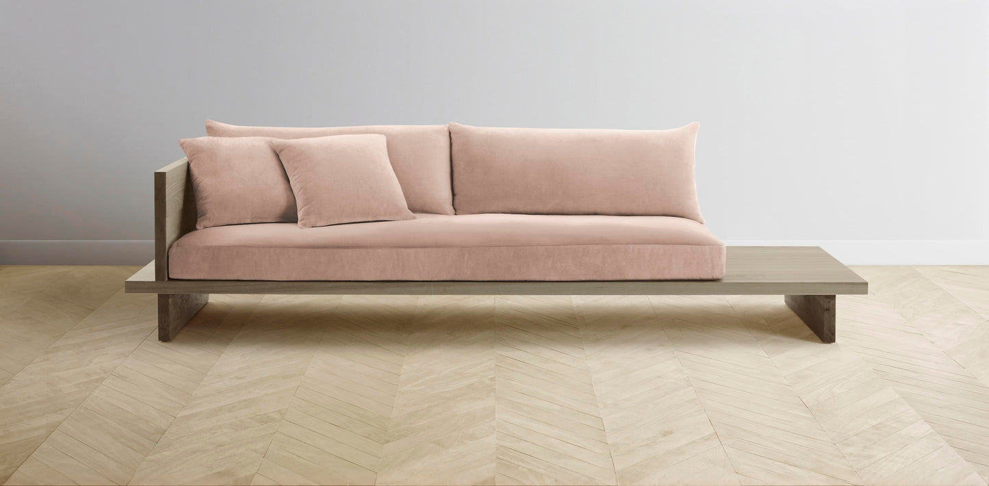 The Muir Arm on Left - Performance Velvet Dusty Rose Sofa