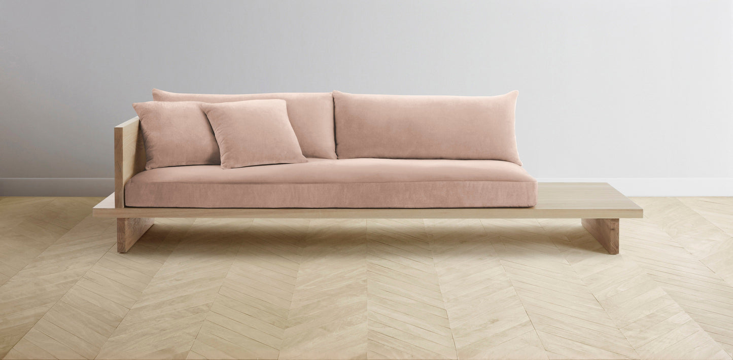 The Muir Arm on Left - Performance Velvet Dusty Rose Sofa