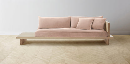 The Muir Arm on Right - Performance Velvet Dusty Rose Sofa