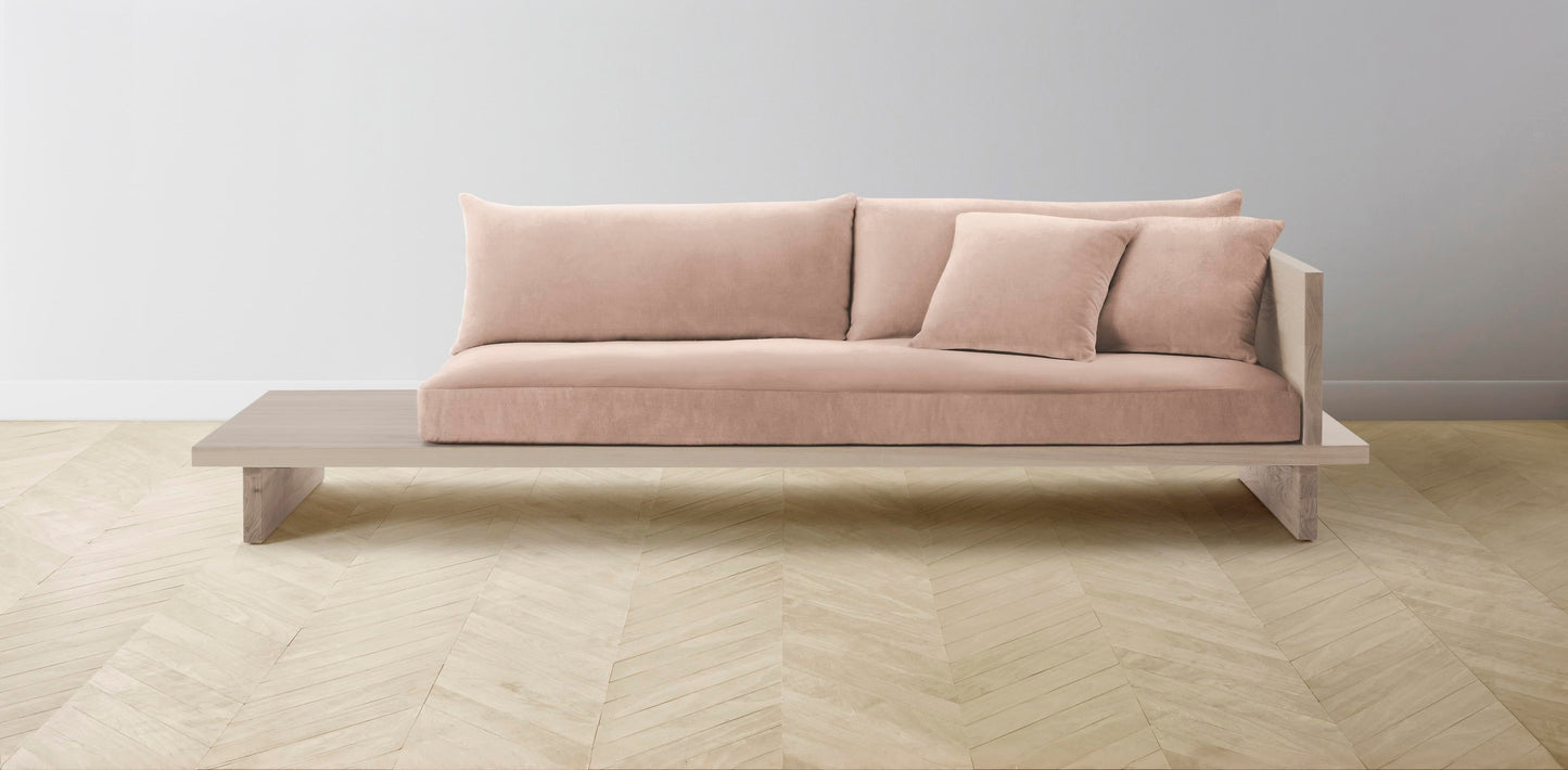 The Muir Arm on Right - Performance Velvet Dusty Rose Sofa