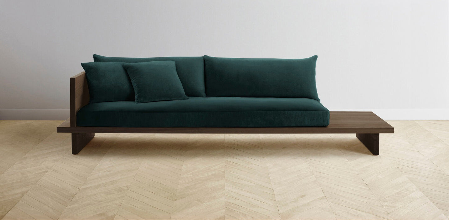 The Muir Arm on Left - Performance Velvet Emerald Sofa