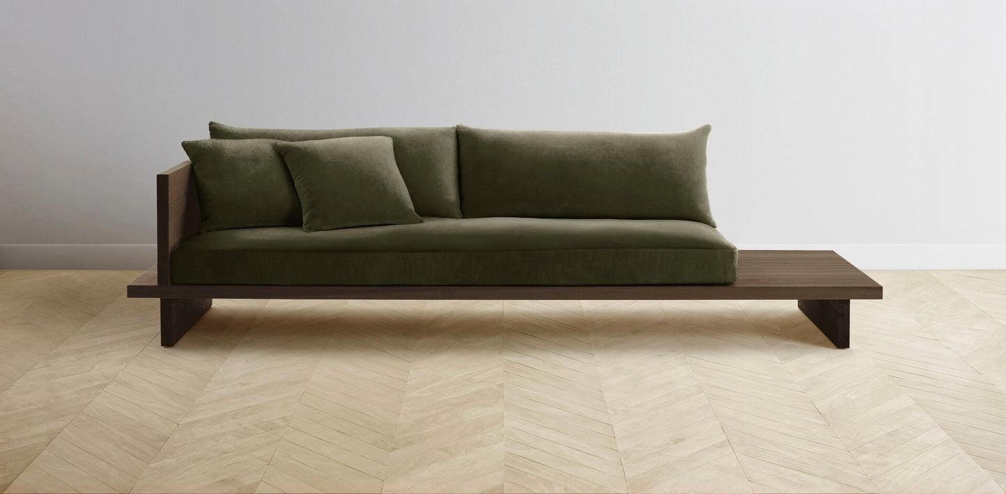 The Muir Arm on Left - Performance Velvet Olive Sofa