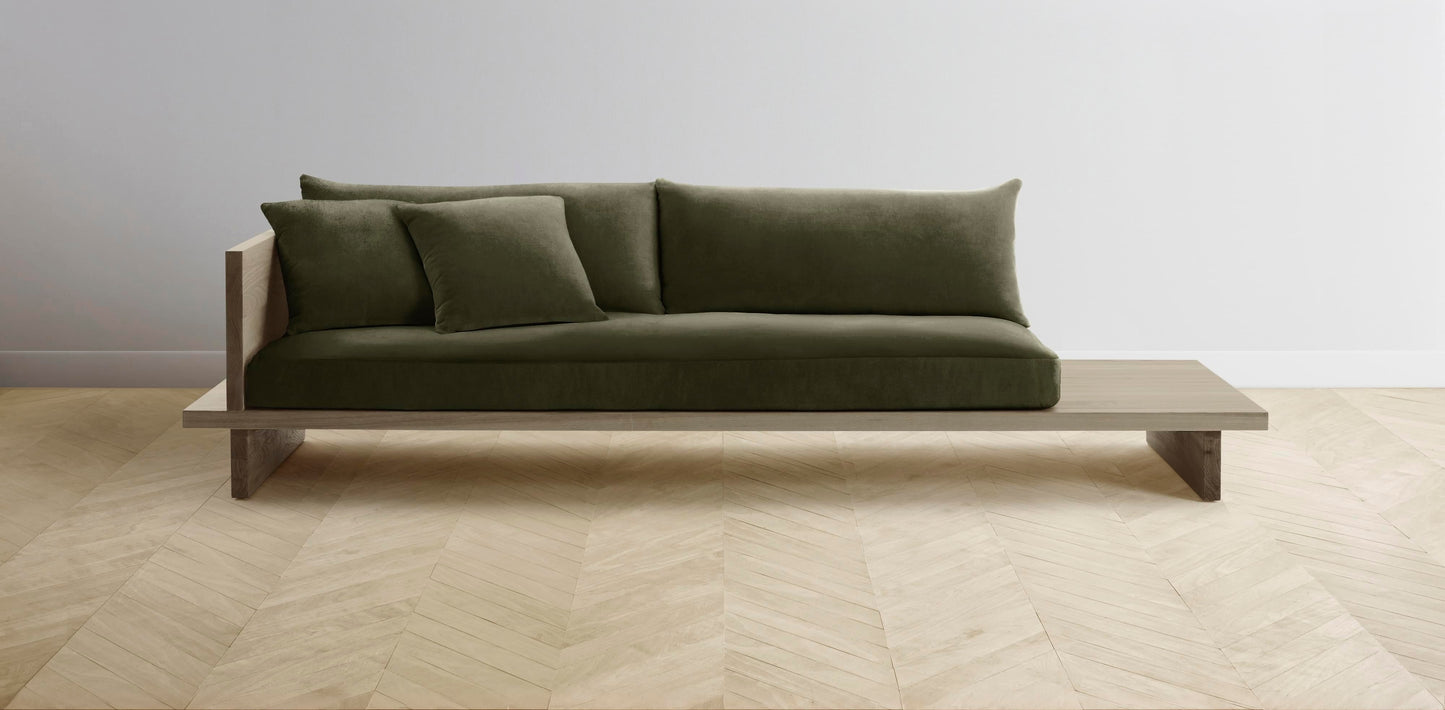 The Muir Arm on Left - Performance Velvet Olive Sofa