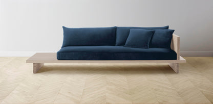 The Muir Arm on Right - Performance Velvet Sapphire Sofa