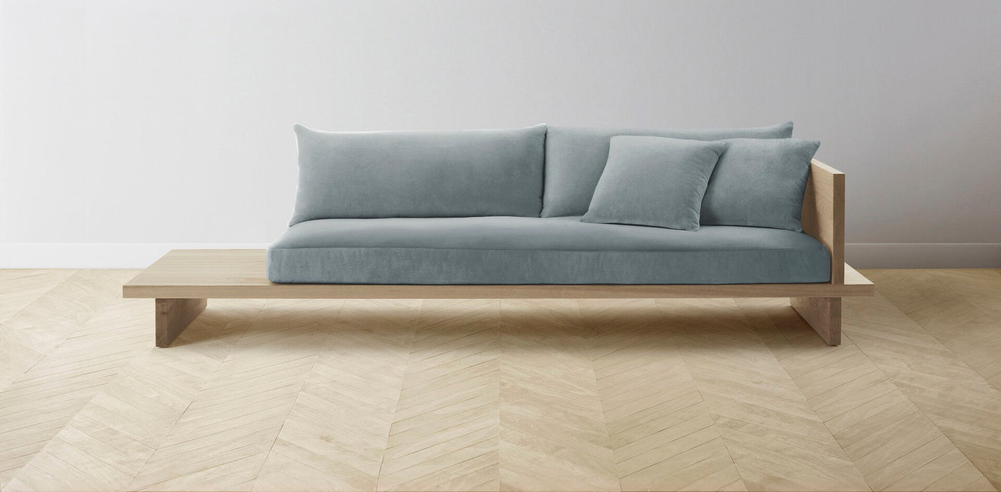 The Muir Arm on Right - Performance Velvet Seafoam Sofa