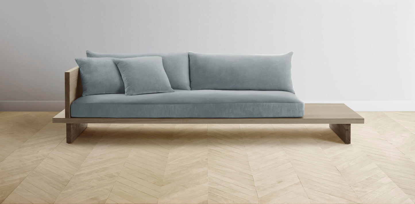 The Muir Arm on Left - Performance Velvet Seafoam Sofa