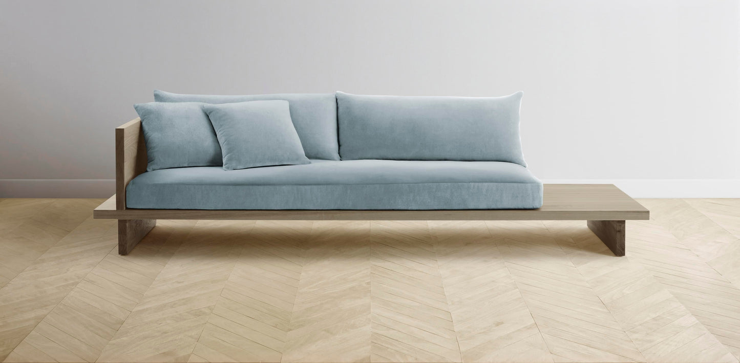 The Muir Arm on Left - Performance Velvet Sky Sofa