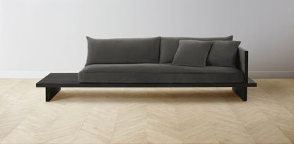 The Muir Arm on Right - Performance Velvet Slate Sofa