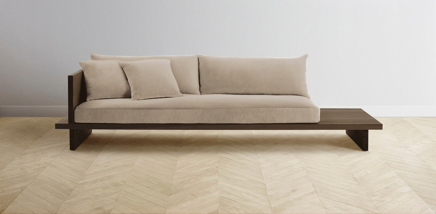 The Muir Arm on Left - Performance Velvet Taupe Sofa