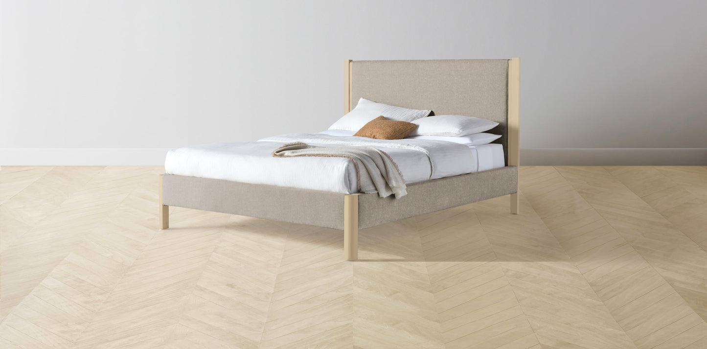 The Thompson  - Merino Wheat Bed - 48" Headboard - Muslin on reverse