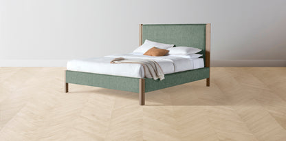 The Thompson  - Performance Stonewashed Linen Aspen Bed - 48" Headboard - Muslin on reverse