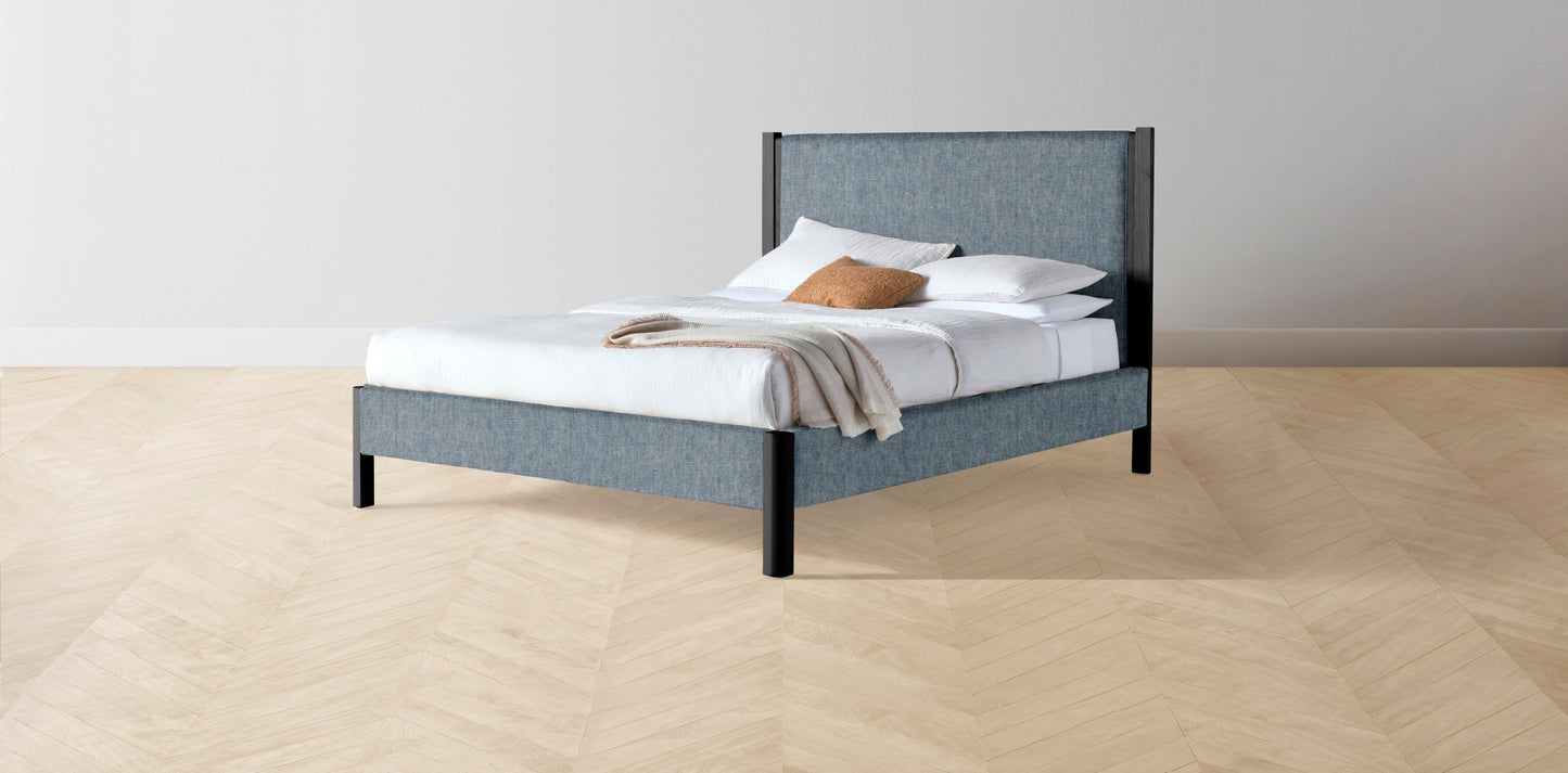 The Thompson  - Performance Stonewashed Linen Chambray Bed - 48" Headboard - Upholstered on reverse