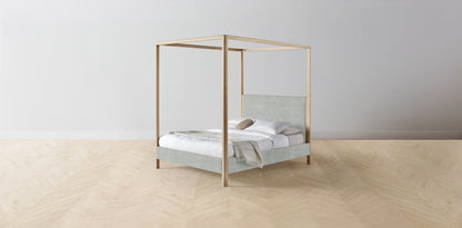 The Thompson  - Performance Melange Weave Seaglass Canopy Bed - 48" Headboard - Upholstered on reverse