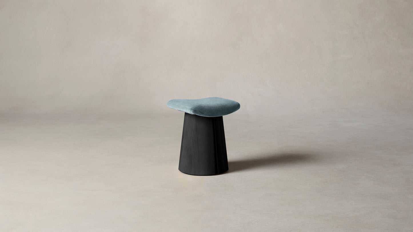 The Weston  - Mohair Slate Blue Accent Stool