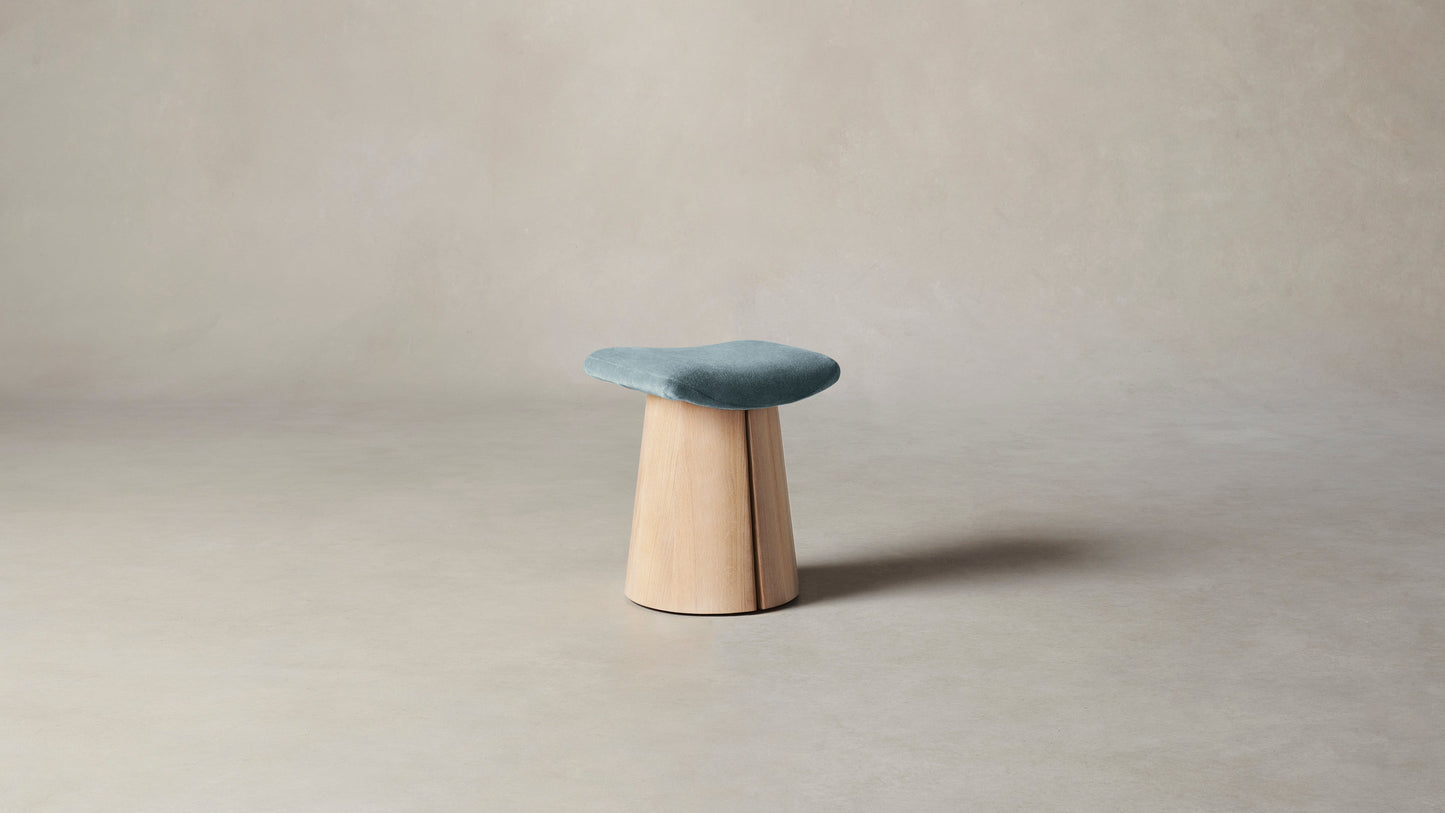 The Weston  - Mohair Slate Blue Accent Stool